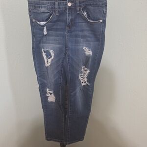 Judy Blue Women’s Distressed Blue Denim Jeans - Classic Ripped Style